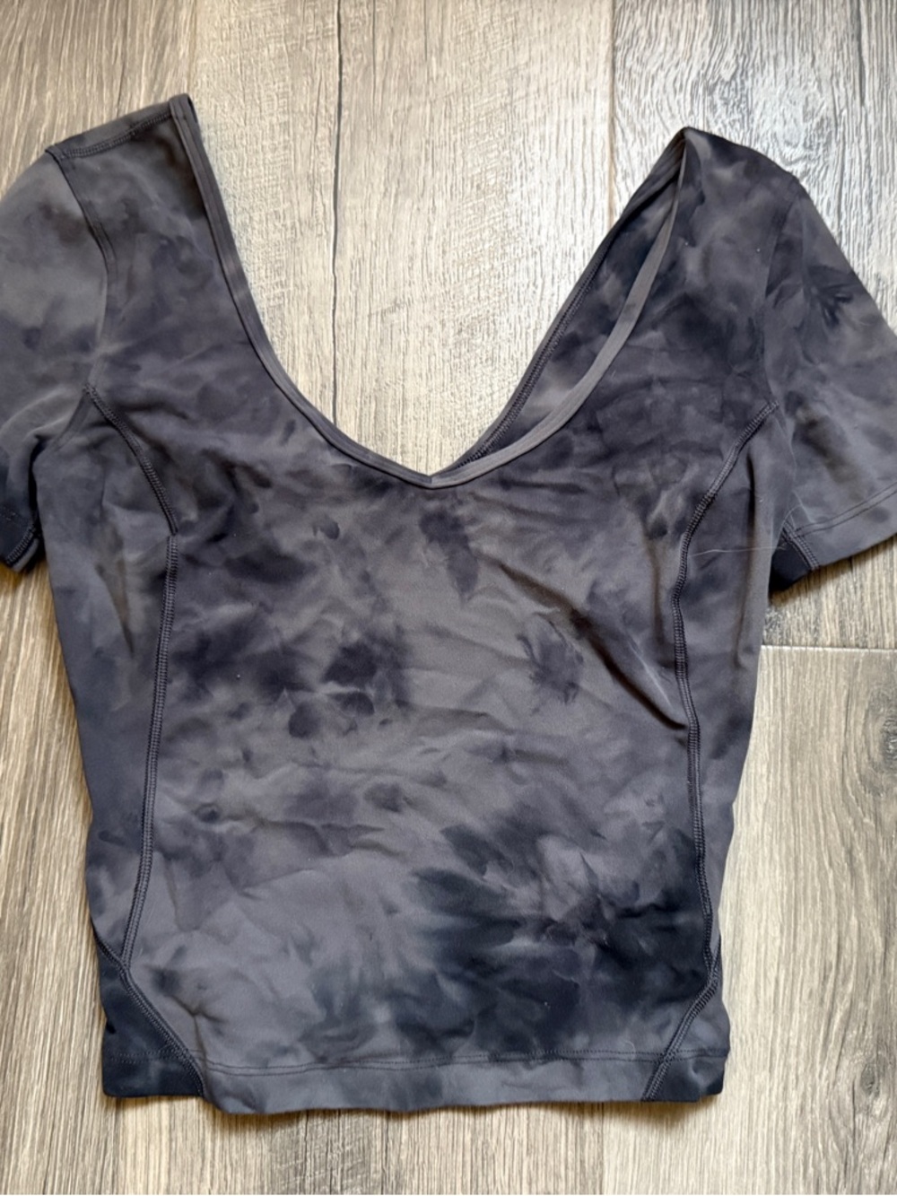 lululemon athletica Black Tie-Dye Scoop Neck Crop Top